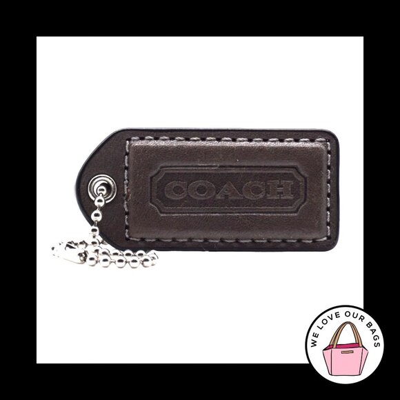 2" Medium Y2K VINTAGE COACH Gray Leather Nickel Fob Bag Charm Keychain Hang Tag - Picture 1 of 1